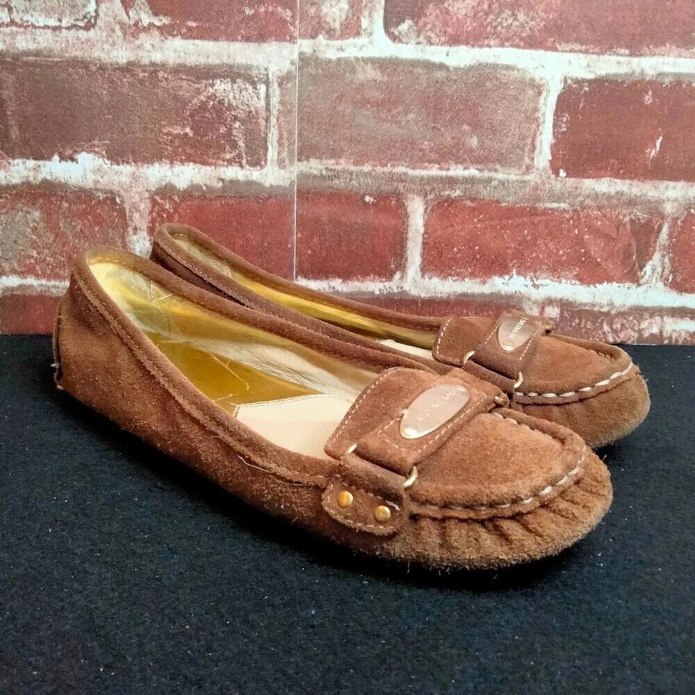 Michael Kors Moccasins Womens Size 7.5 Plate Driver Brown Suede Loafers